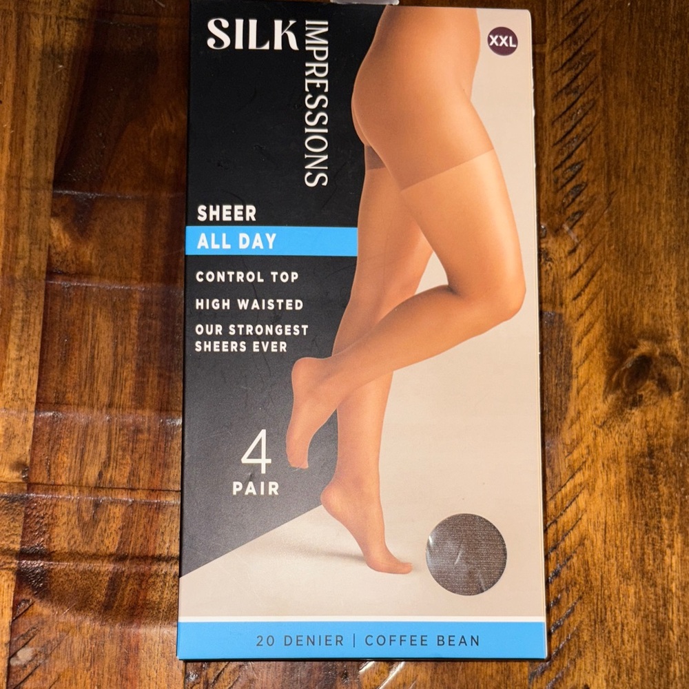 NEW XXL silk Impressions Sheer All Day Coffee Bean pantyhose high waist tights